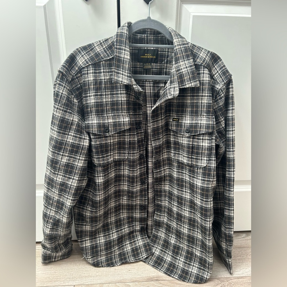 NWT: RVCA Andrew Reynolds Black & White Plaid Flannel Mens Large Shirt Jacket